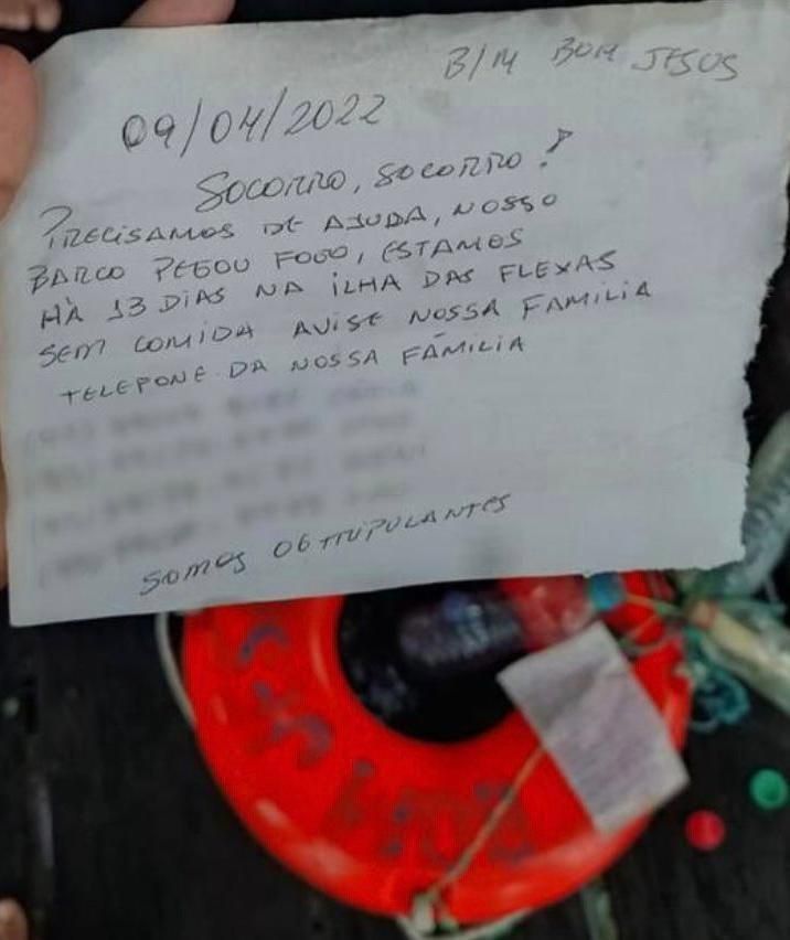 Um bilhete encontrado no mar, ajuda Marinha a resgatar seis pessoas em ilha do Pará