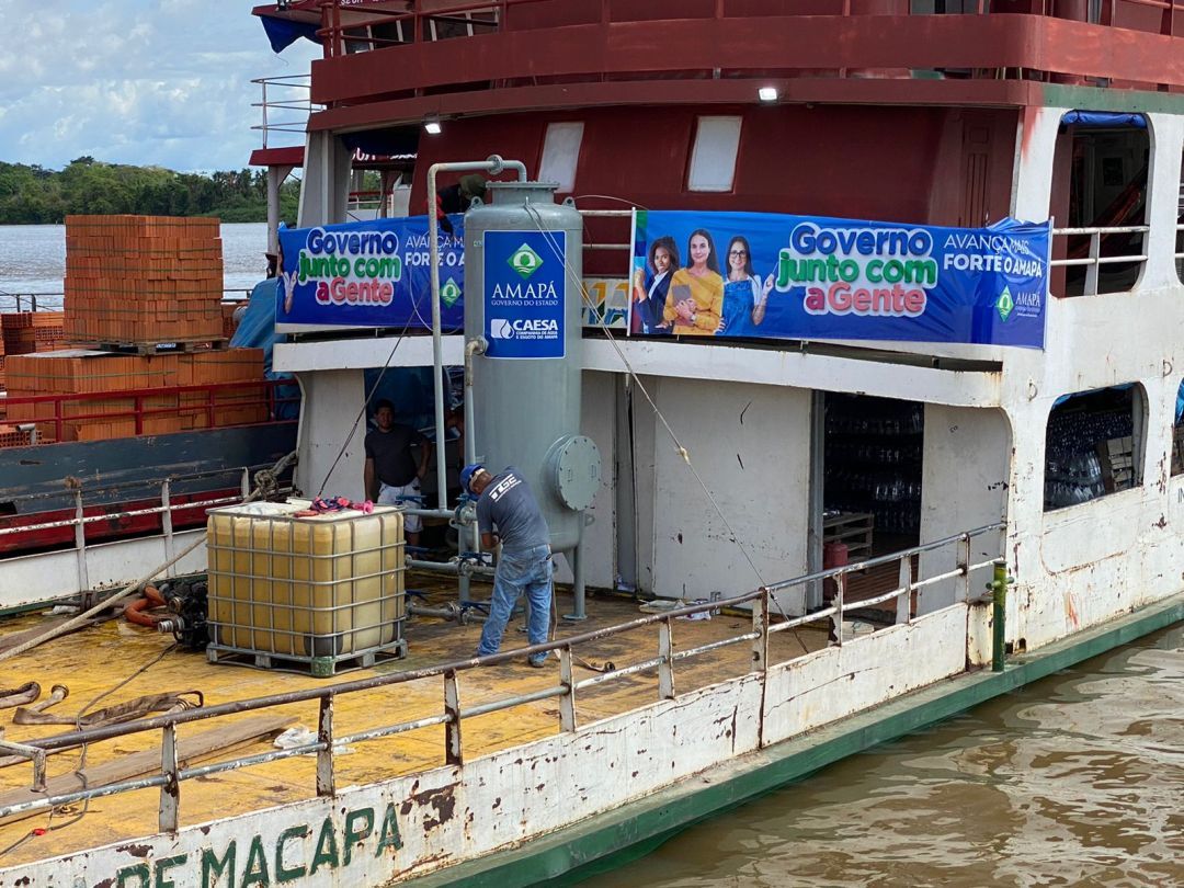 Estação de tratamento de água é enviada a moradores do Bailique, no AP, que sofrem o fenômeno da salinização das águas
